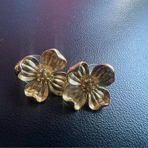Trifari vintage gold flower earrings